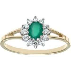 Diamant L’Eternel Womens 9ct Yellow and White Gold Ladies Stone Set Cluster Ring – Size T