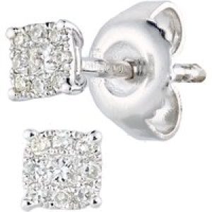 Diamant L’Eternel Womens 9ct White Gold Earrings With 0.1ct Diamond – One Size