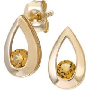 Diamant L’Eternel Womens 9ct Yellow Gold 0.25ct Citrine Tear Drop Earring – One Size