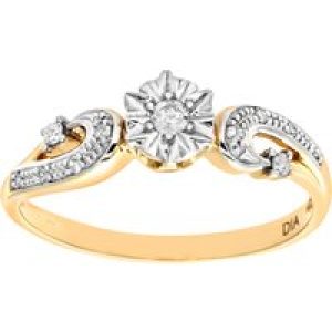 Diamant L’Eternel Womens Ladies 9ct Yellow Gold Diamond Accent Ring – Size L