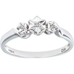 Diamant L’Eternel Womens Ladies 9ct White Gold Diamond Accent Ring – Size L