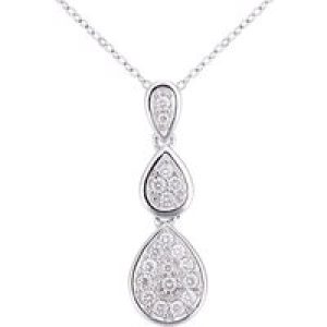 Diamant L’Eternel Womens 18ct White Gold Diamond Teardrops Design Pendant Necklace of Length 46cm – One Size