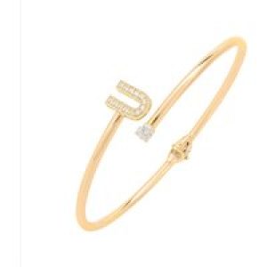Latelita Womens Initial Bangle Gold U – Yellow Sterling Silver – One Size