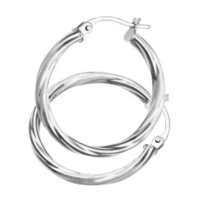 Diamant L’Eternel Womens 9ct White Gold Ladies Hoop Earrings – One Size