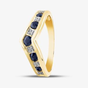 9ct Yellow Gold Sapphire & Diamond Wishbone Ring PR03026Y SA-N