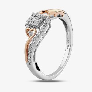 9ct Two Tone Gold 0.20ct Diamond Open Heart Cluster Ring THR15847-20TT N