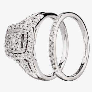 9ct White Gold 0.50ct Diamond Cushion Bridal Ring THR21953-50 N
