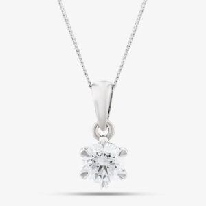 Platinum Certified 0.40ct Brilliant Cut Diamond Pendant Necklace 6 CLAW PLAT PDT MO – 40PT