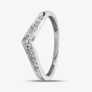 9ct White Gold 0.12ct Diamond Wishbone Half Eternity Ring THR14730 P
