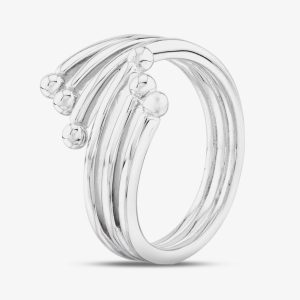 Sterling Silver Six Row Bead Edge Ring SR07052A P