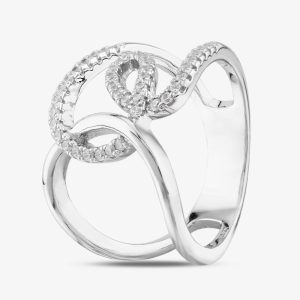 Sterling Silver Chunky Cubic Zirconia Swirl Ring ML06286E T