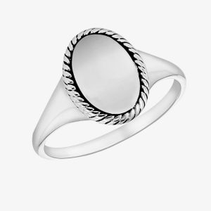 Silver Oval Twist Edge Signet Ring 8.81.0489 Y
