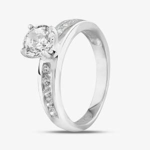 Sterling Silver & Clear Crystal Four Claw Solitaire Ring DPR8208SIL-N