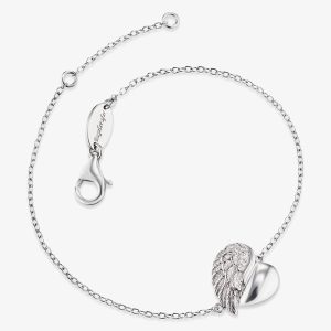 Angel Whisperer Silver Heart Wing Bracelet ERB-LILHEARTWING