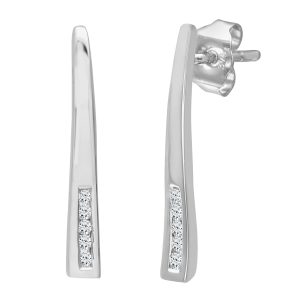 Diamant L’Eternel Womens Ladies 9ct White Gold Diamond Channel Drop Earrings – One Size