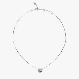 Guess In My Heart Silver Tone Crystal Wave Heart Snake Chain Necklace UBN04501RH