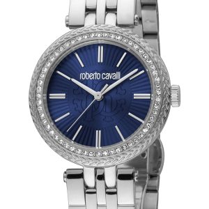 Roberto Cavalli Womens RC5L031M0055 Women Quartz Dark Blue Stainless Steel 5 ATM 30 mm Watch – One Size
