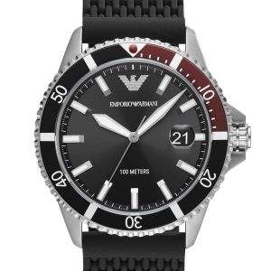 Emporio Armani Diver Mens Black Watch AR11341 Stainless Steel – One Size