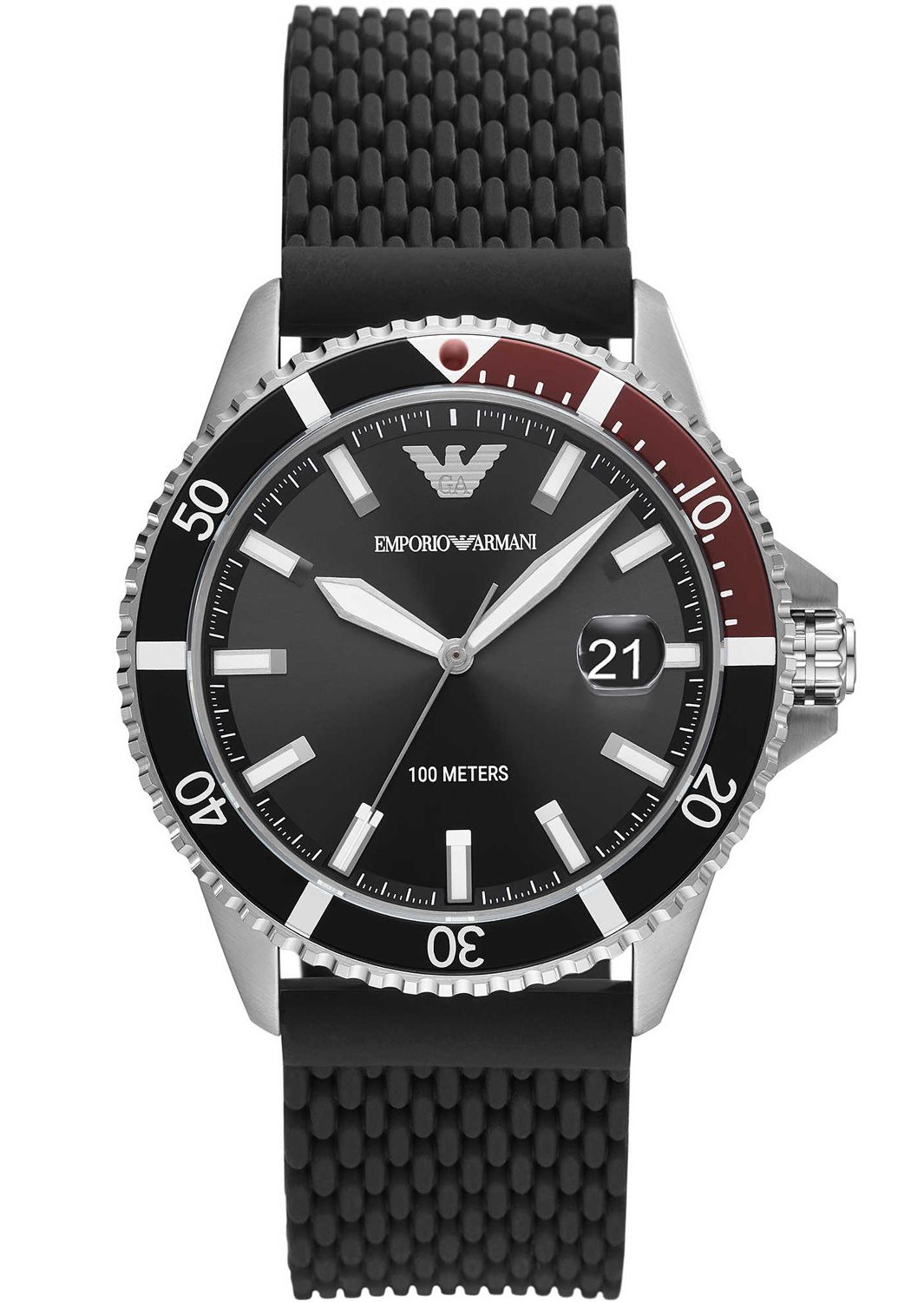 Emporio Armani Diver Mens Black Watch AR11341 Stainless Steel - One Size