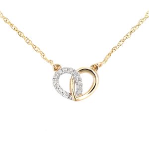 Diamant L’Eternel Womens 9ct Yellow Gold Diamond Linked Hearts Necklet of Length 42cm – One Size