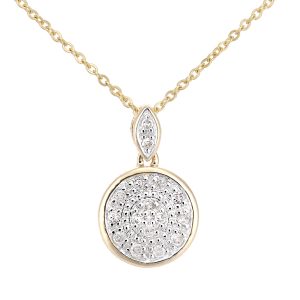 Diamant L’Eternel Womens 9ct Yellow Gold Diamond Circle Drop Design Pendant Necklace of Length 46cm – One Size