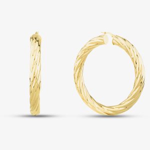 9ct Yellow Gold Extra Large Twisted Hoop Earrings INV102485 (15.8G)