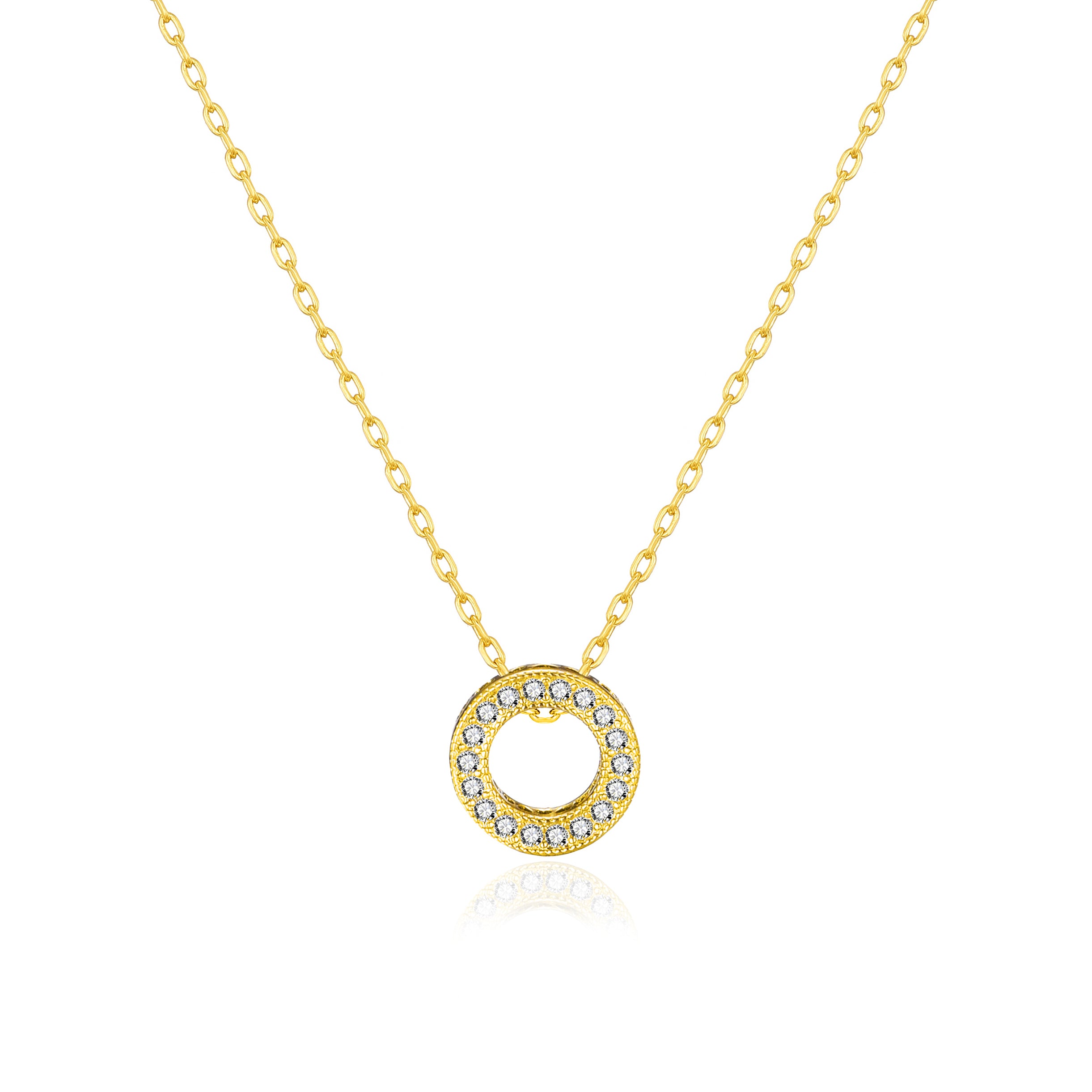Gold Plated Circle of Lifestyles Necklace Created with Zircondia® Crystals