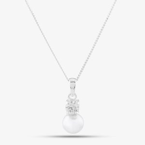Sterling Silver Crystal Pearl Drop Pendant 8.63.3994