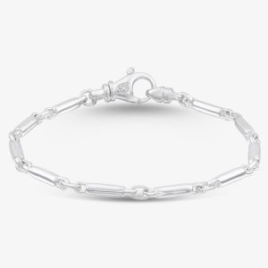 Argentium Silver 7.6 Inch Tube Bar Chain Bracelet ARG-943014-7.6