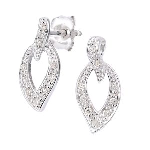 Diamant L’Eternel Womens 9ct White Gold Drop Diamond Earrings – One Size