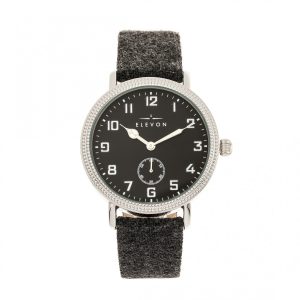 Elevon Mens Northrop Wool-Overlaid Leather-based-Band Watch – Charcoal Stainless Metal – One Dimension