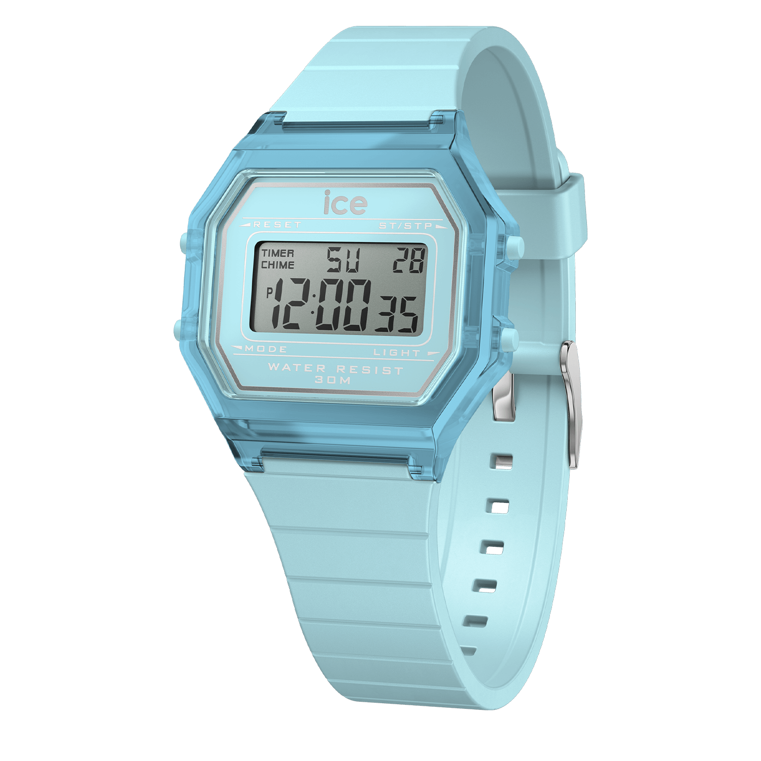 Ice-Watch Childrens Unisex Ice Watch Ice Digit Retro - Sky Blue - Clear Child's 022888 Silicone - One Size