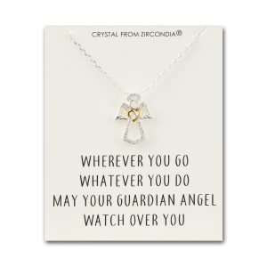Father or mother Angel Necklace with Quote Card Created with Zircondia® Crystals