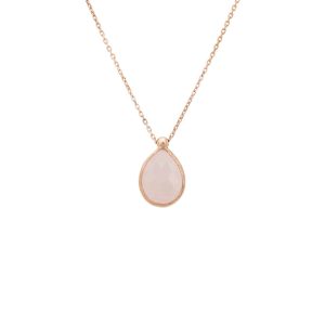Latelita Womens Petite Drop Necklace Rosegold Rose Quartz – Pink Sterling Silver – One Size
