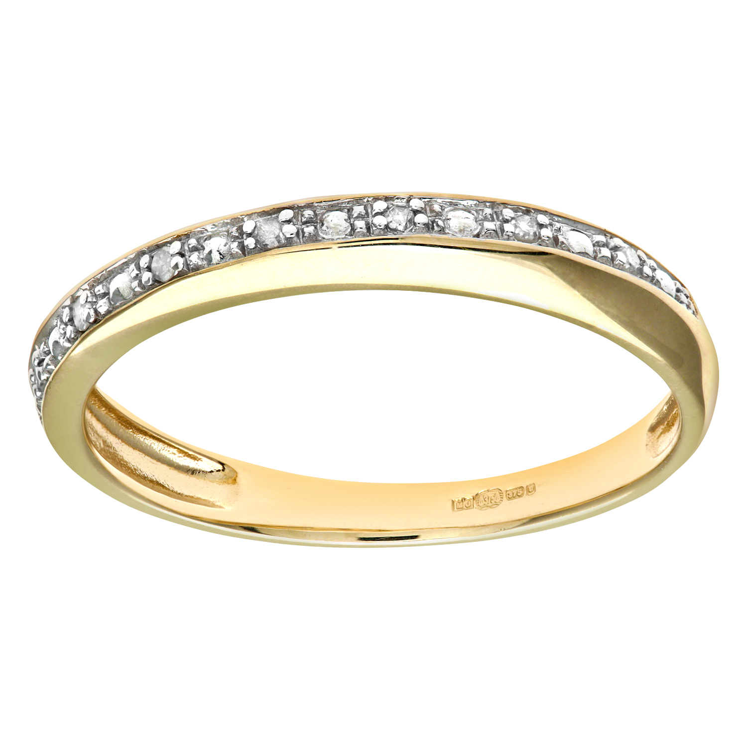 Diamant L'Eternel Womens 9ct Yellow Gold Diamond Pave Set Crossover Effect Half Eternity Ring - Size K.5