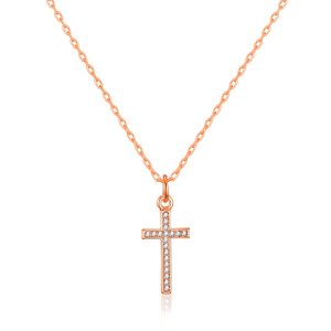 Rose Gold Plated Pave Crystal Pass Necklace Created with Zircondia® Crystals
