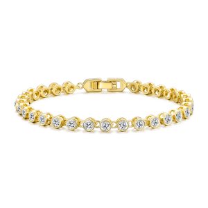Gold Plated Solitaire Bracelet Created with Zircondia® Crystals