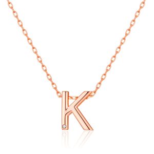 Rose Gold Plated Preliminary Necklace Letter Okay Created with Zircondia® Crystals