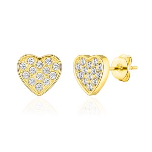 Gold Plated Pave Center Earrings Created with Zircondia® Crystals