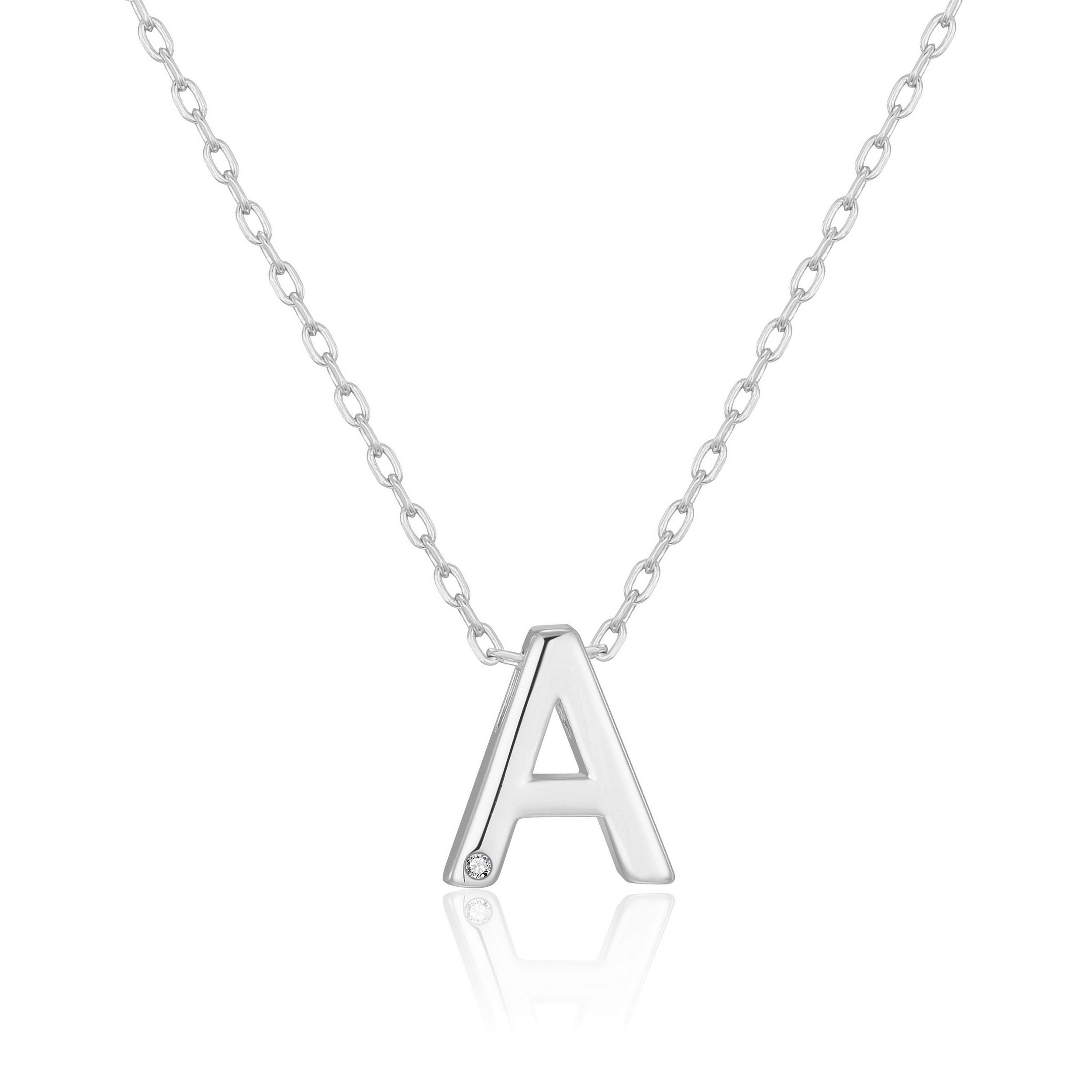 Preliminary Necklace Letter A Created with Zircondia® Crystals