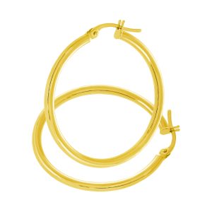 Diamant L’Eternel Womens 9ct Yellow Gold Classic Hoop Earrings – One Size