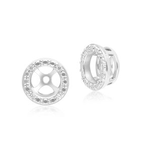 Vintage Halo Diamond Ear Jacket Earrings in 9ct White Gold