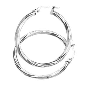 Diamant L’Eternel Womens 9ct White Gold Ladies Hoop Earrings – One Size