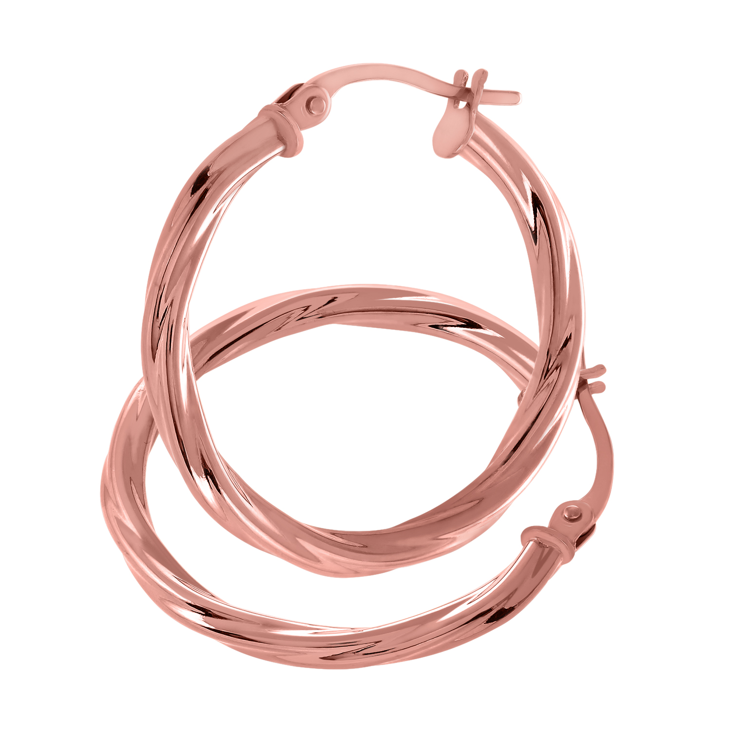 Diamant L'Eternel Womens 9ct Rose Gold Twist Hoop Earrings - One Size