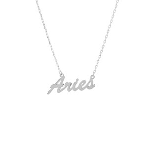 Latelita Womens Zodiac Star Sign Name Necklace Silver Aries – Yellow Sterling Silver – One Size