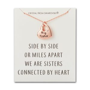 Rose Gold Plated Giant Sister Center Necklace with Quote Card Created with Zircondia® Crystals