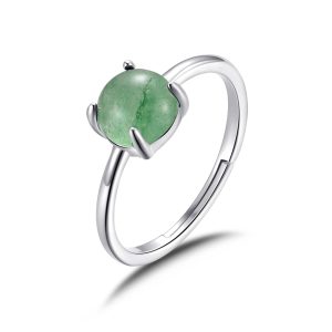 Inexperienced Aventurine Adjustable Ring