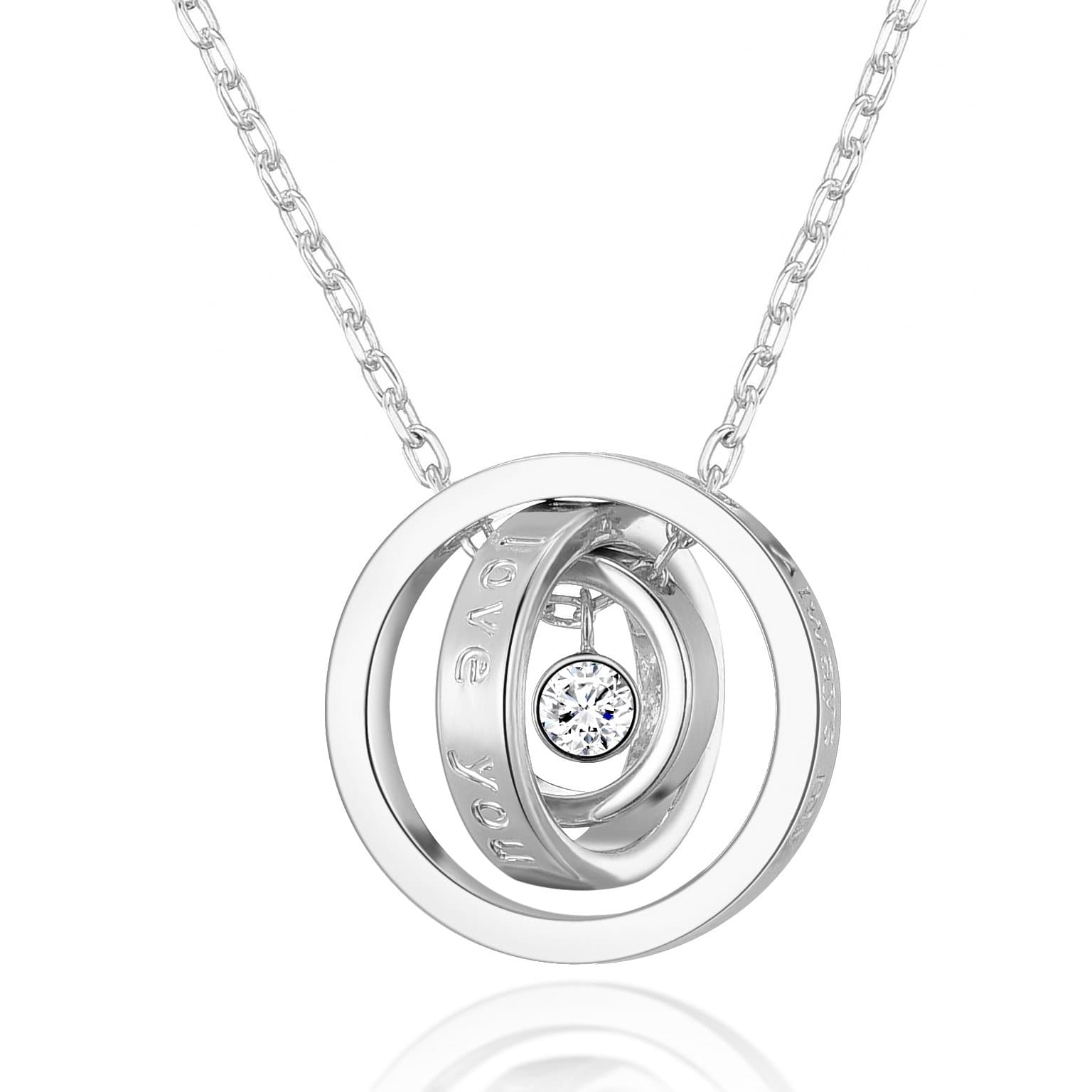 Silver Plated All the time My Mom Quote Necklace Created with Zircondia® Crystals