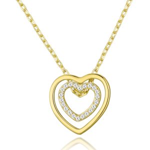Gold Plated Double Middle Necklace Created with Zircondia® Crystals