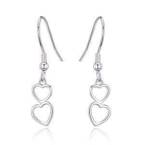 Sterling Silver Double Center Drop Earrings